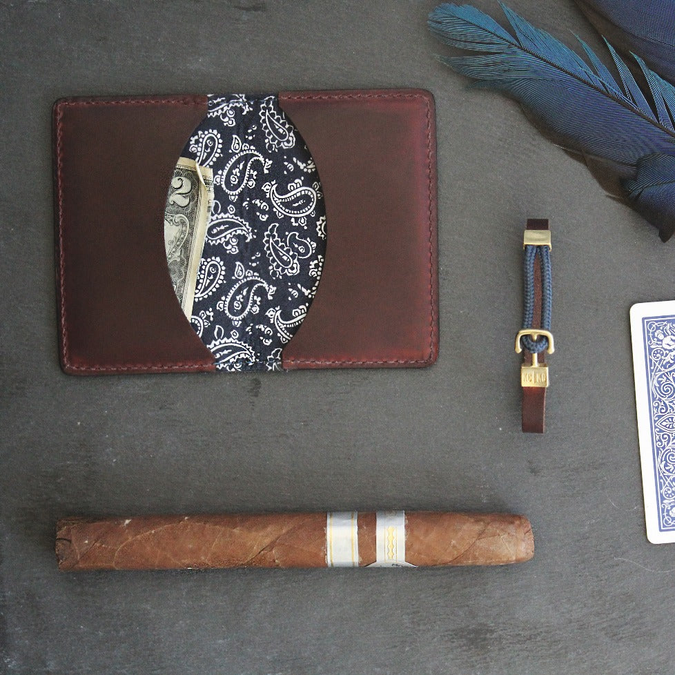 Navy Paisley Fold Wallet